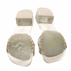 Louis Vuitton White/Transparent Acrylic Leather Trim Buckle Sandals Size 38.5