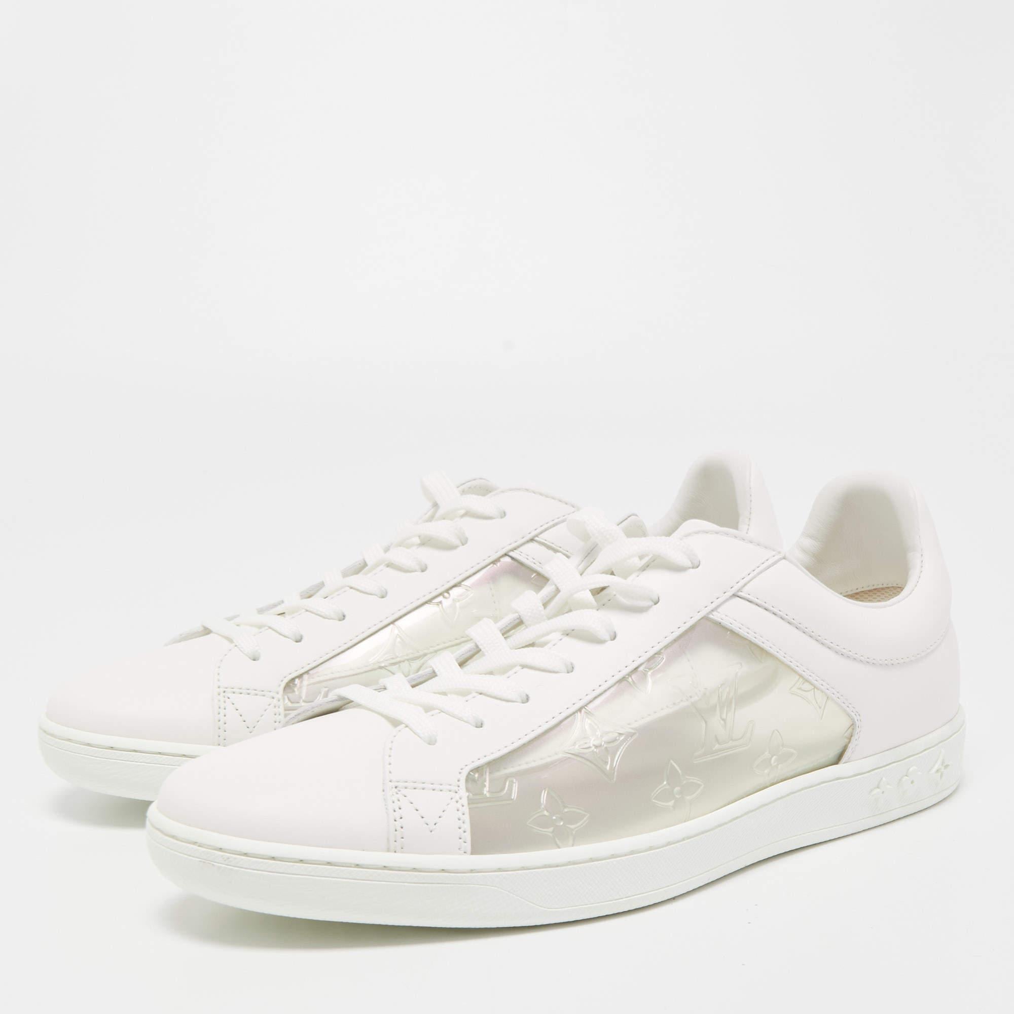 Louis Vuitton White/Transparent PVC and Leather Low Top Sneakers Size 41.5 In New Condition In Dubai, Al Qouz 2