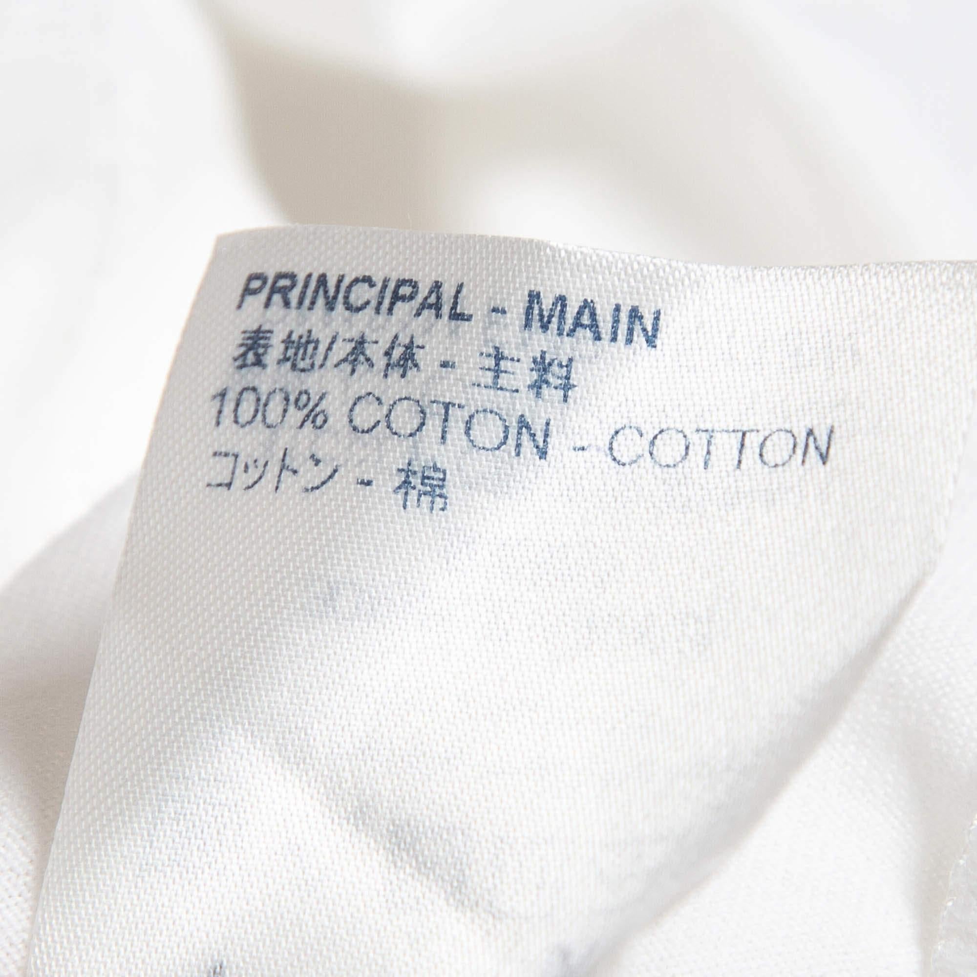 Gray Louis Vuitton White Varsity Print Cotton Aloha T-Shirt S