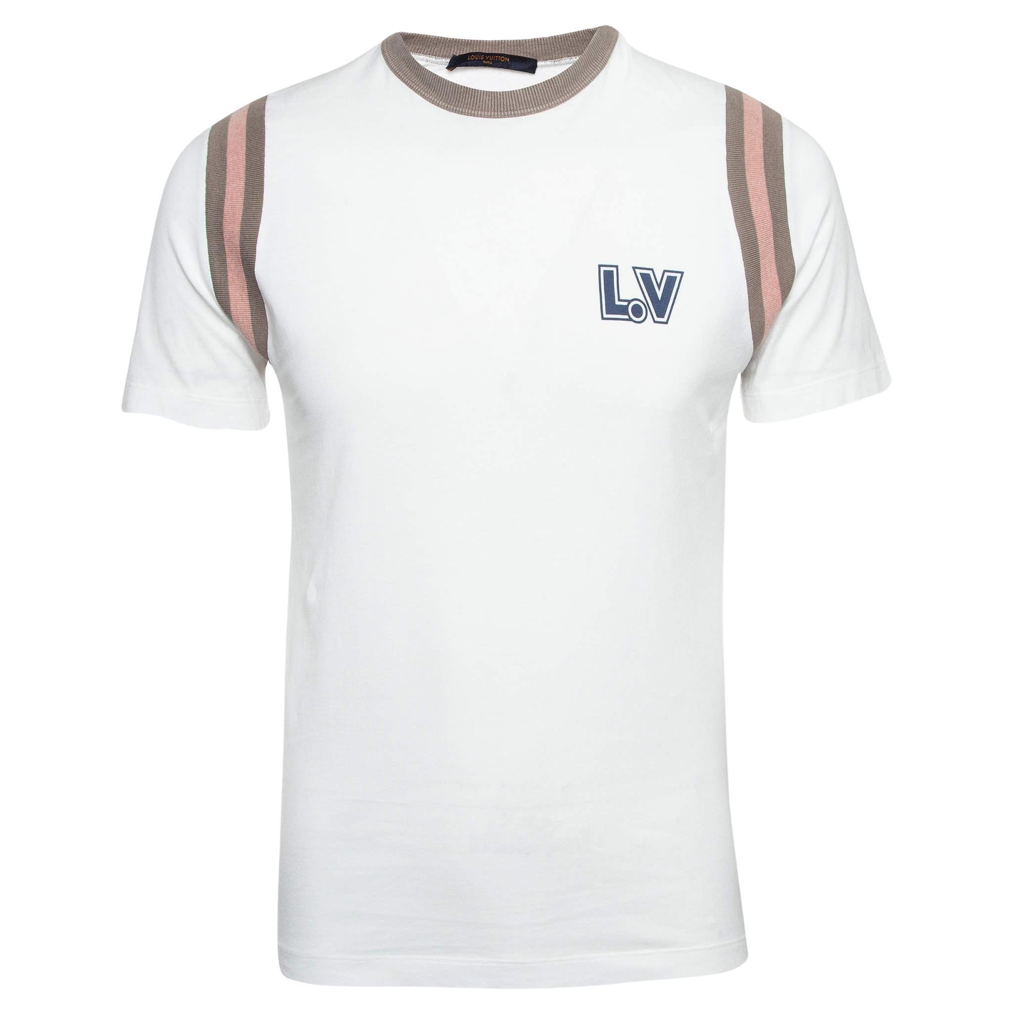 Louis Vuitton White Varsity Print Cotton Aloha T-Shirt S