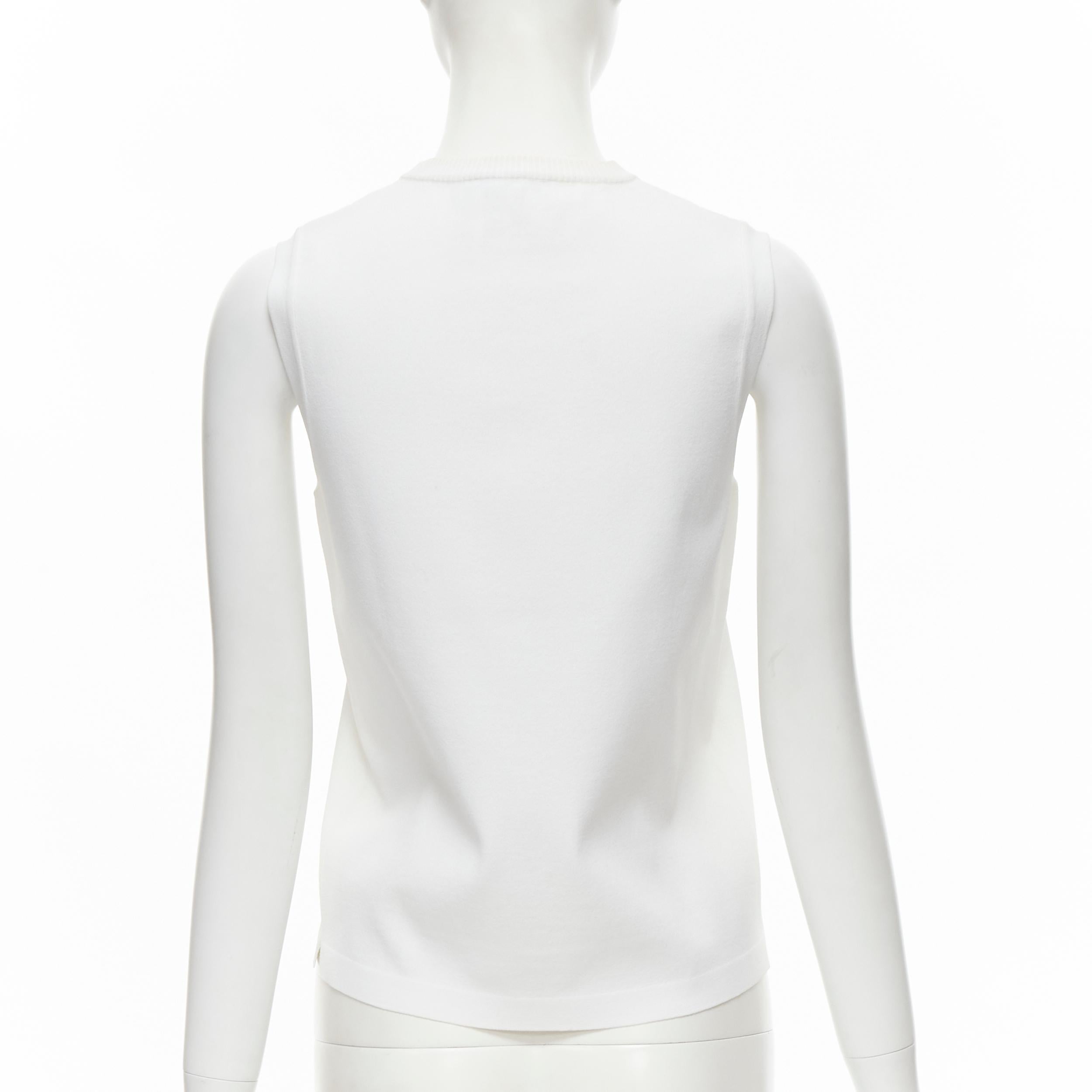 Gilet sans manches Louis Vuitton en polyester et viscose blanc avec col en dentelle, taille S Pour femmes en vente