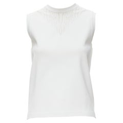 LOUIS VUITTON white viscose polyester lace knit collar sleeveless vest S