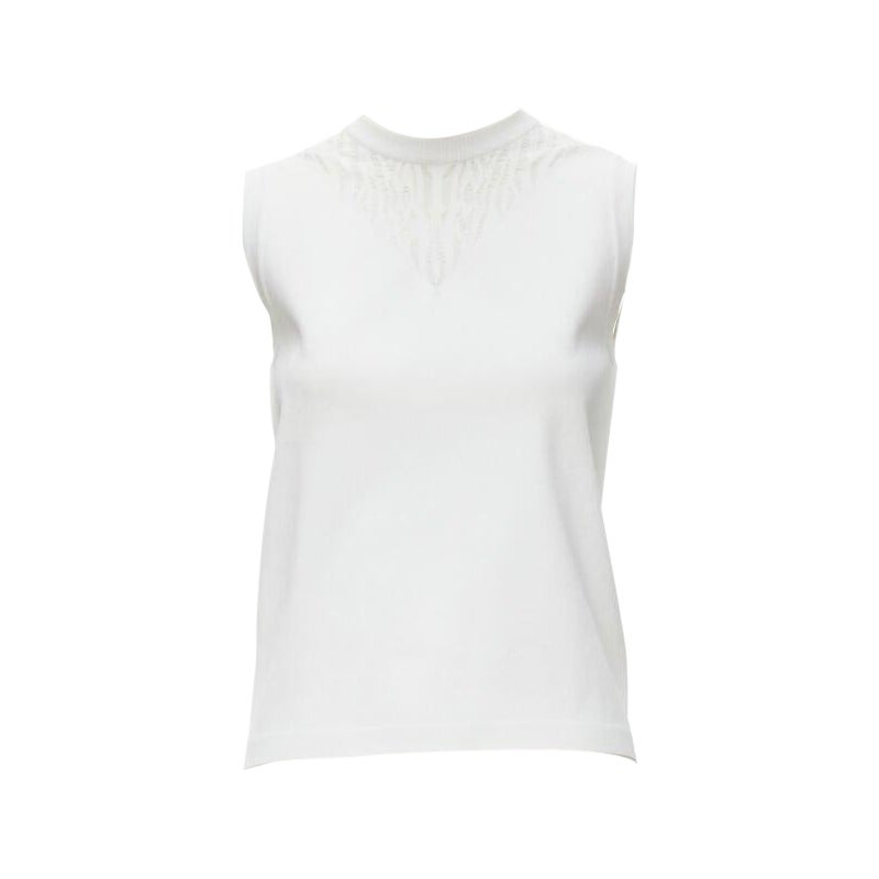 LOUIS VUITTON white viscose polyester lace knit collar sleeveless vest S