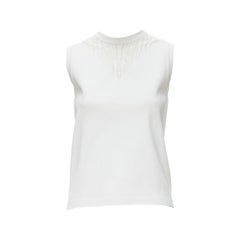LOUIS VUITTON white viscose polyester lace knit collar sleeveless vest S