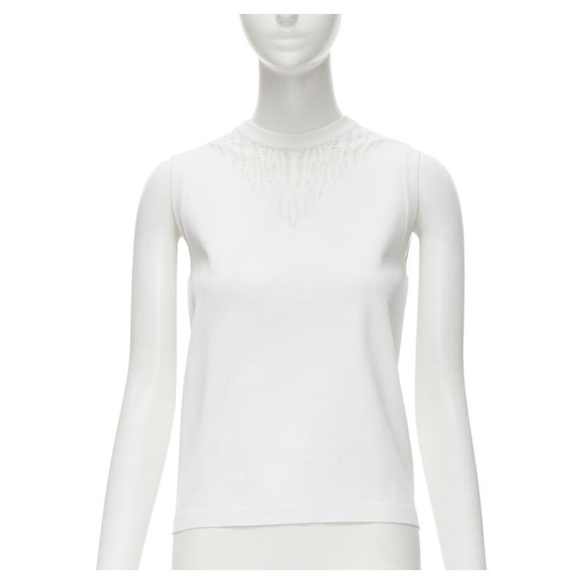 Gilet sans manches Louis Vuitton en polyester et viscose blanc avec col en dentelle, taille S