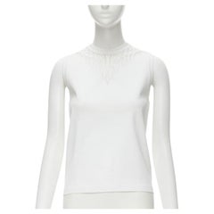 LOUIS VUITTON white viscose polyester lace knit collar sleeveless vest S