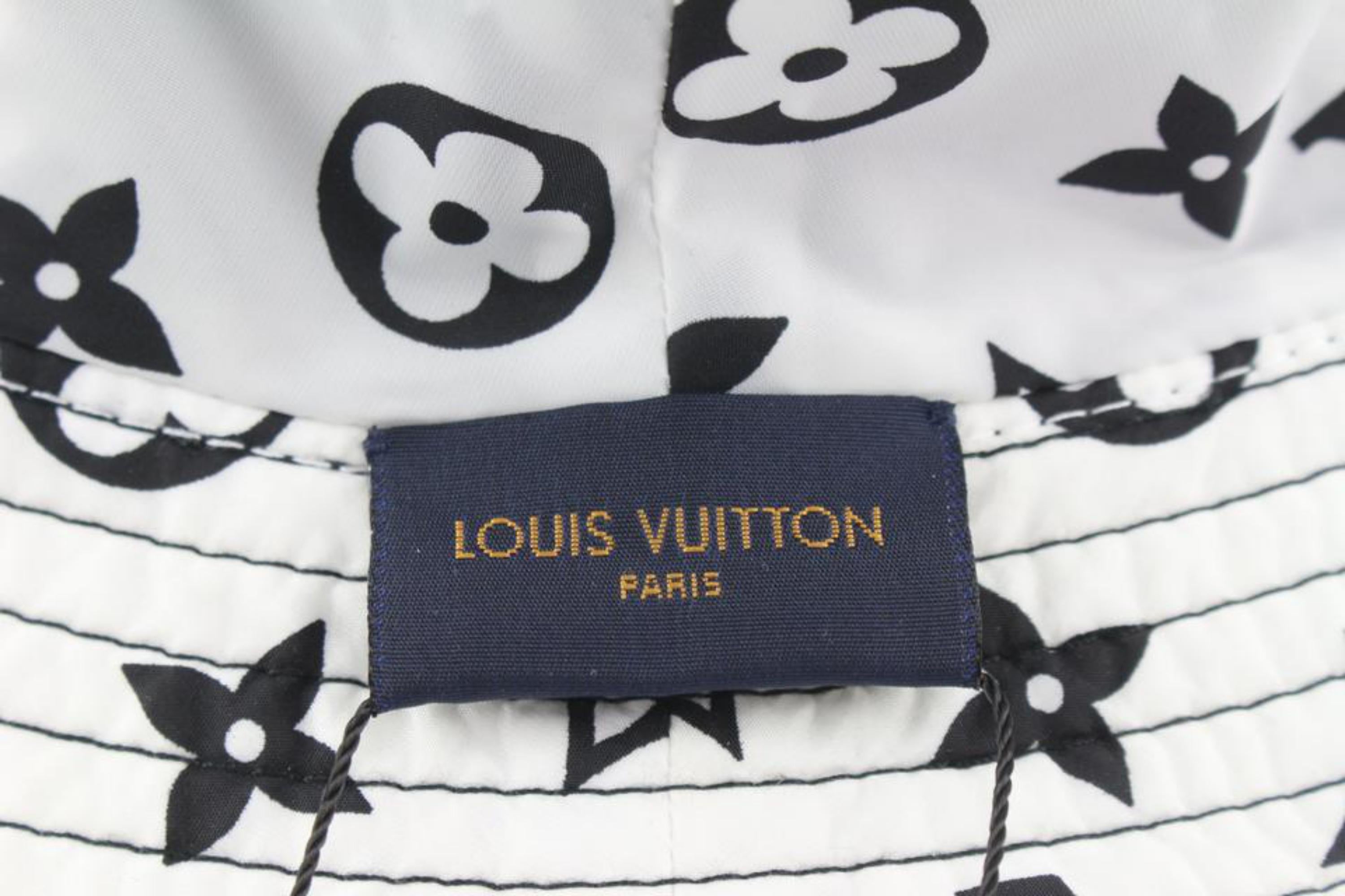 Louis Vuitton White x Black Monogram Bucket Hat Fisherman Cap 1221lv6 In New Condition In Dix hills, NY