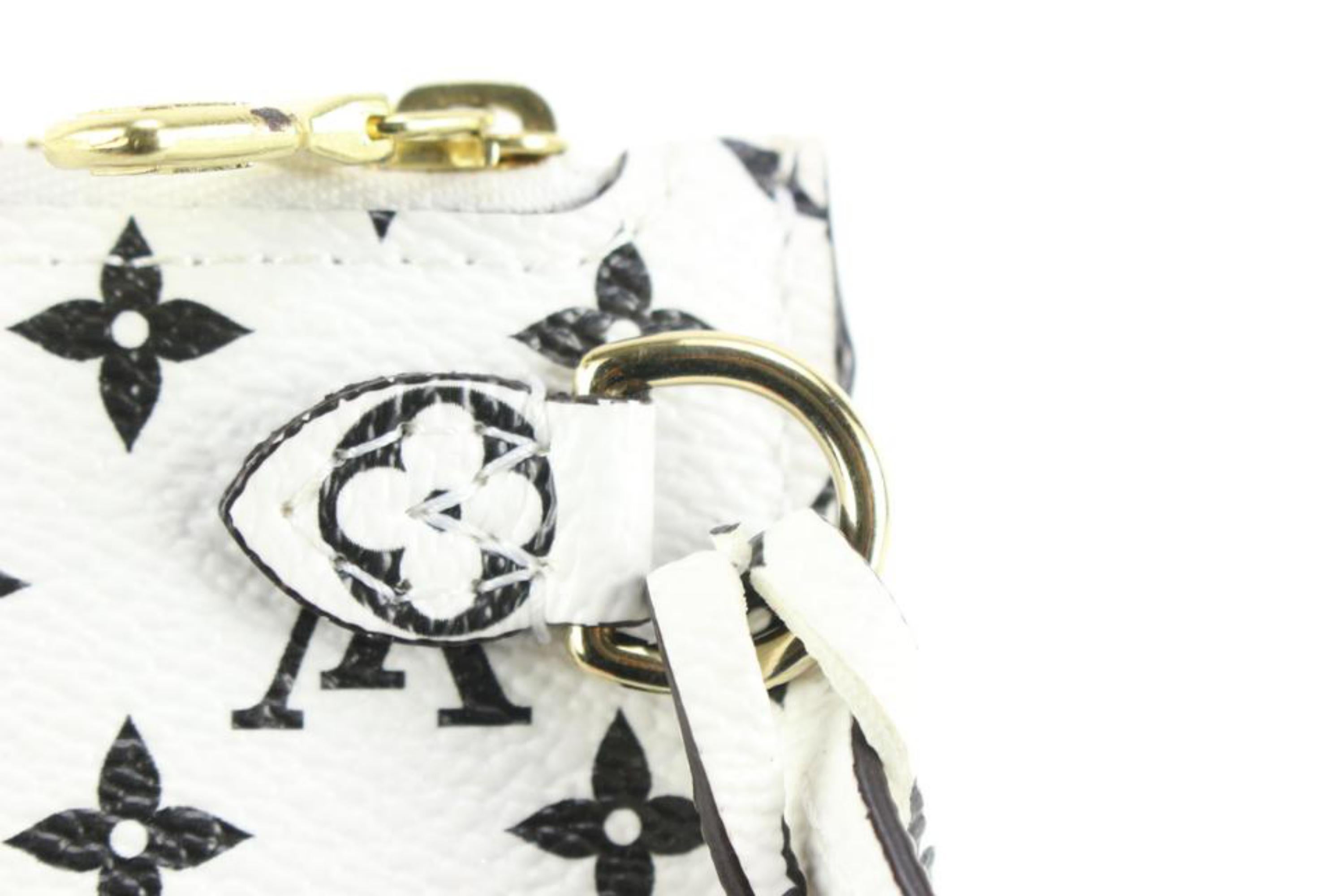Louis Vuitton White x Black Monogram Giant Neverfull Pochette MM or GM 35lz427s In Good Condition In Dix hills, NY