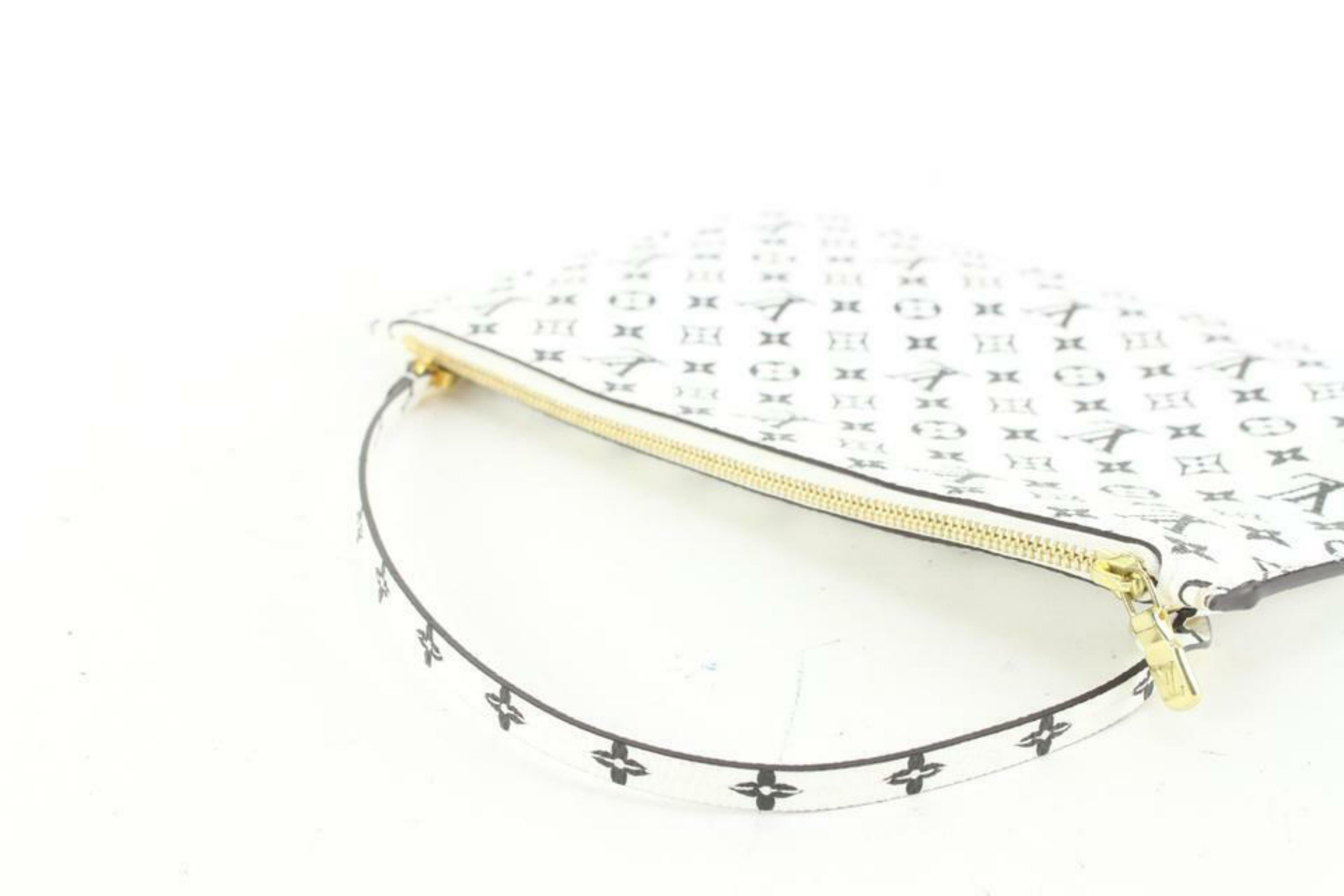 Louis Vuitton White x Black Monogram Giant Neverfull Pochette MM or GM 85L26a 6