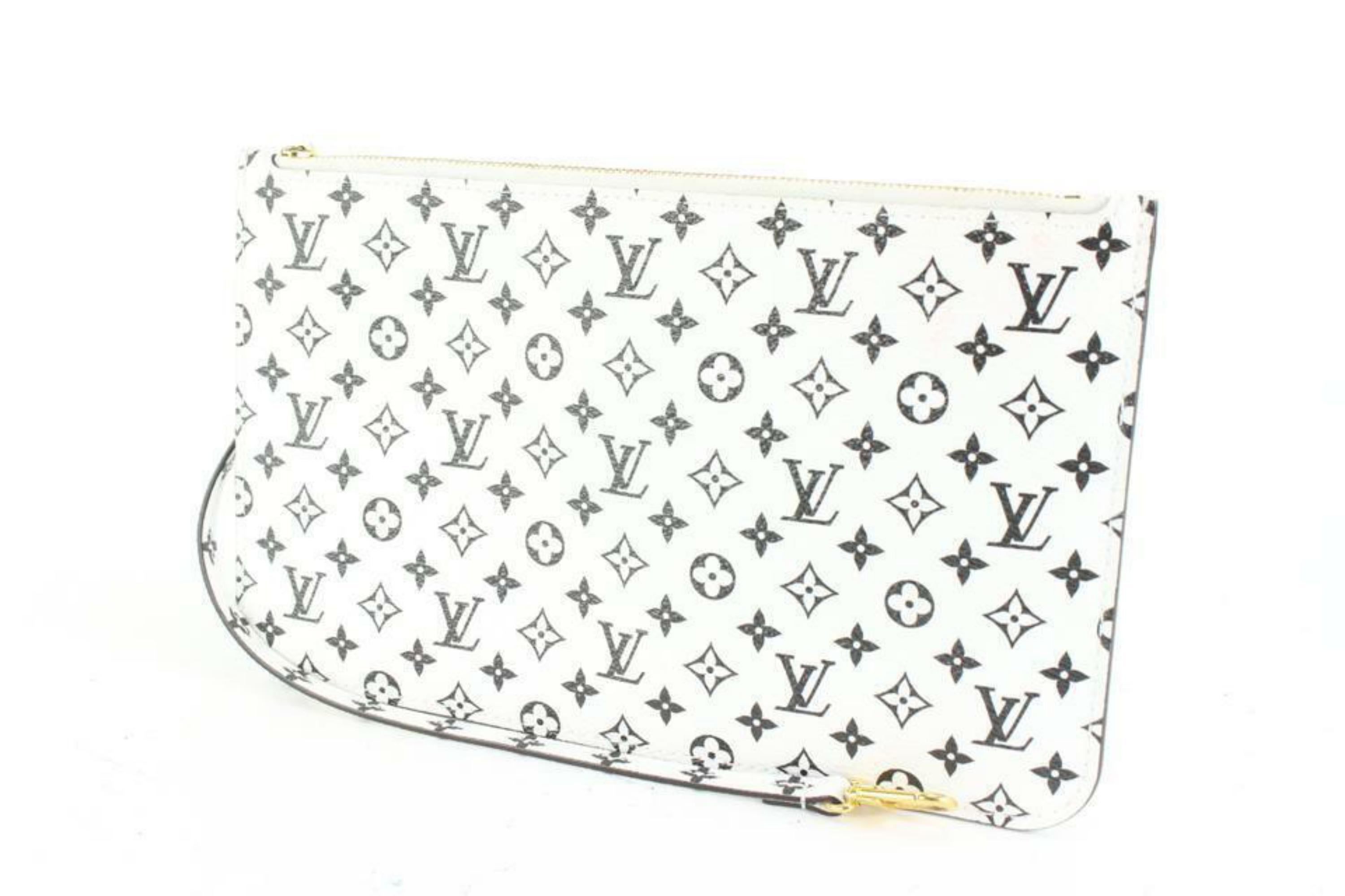 Louis Vuitton White x Black Monogram Giant Neverfull Pochette MM or GM 85L26a 8