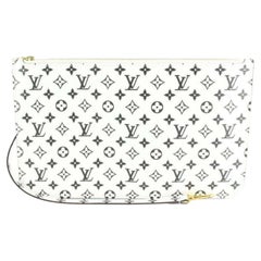 Used Louis Vuitton White x Black Monogram Giant Neverfull Pochette MM or GM 85L26a