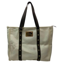 Weiße x braune Cabas Antigua GM Tote Bag von Louis Vuitton 862065