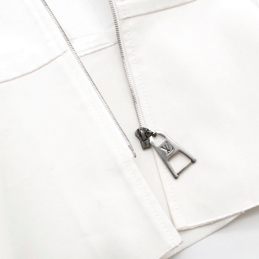 Gray Louis Vuitton White Zip Front Cotton Dress XS 36