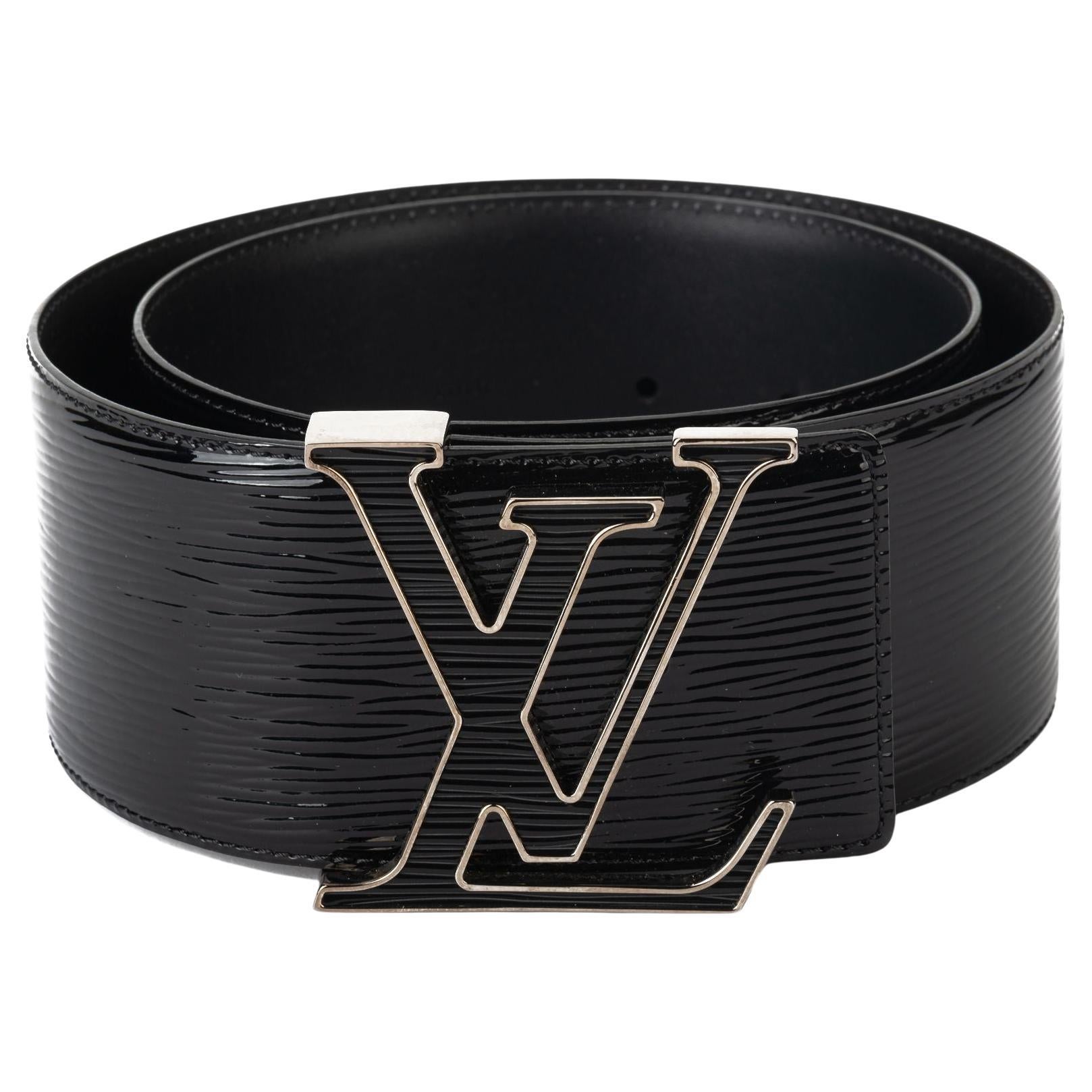 Louis Vuitton Wide Black Patent Epi Belt W/Box For Sale