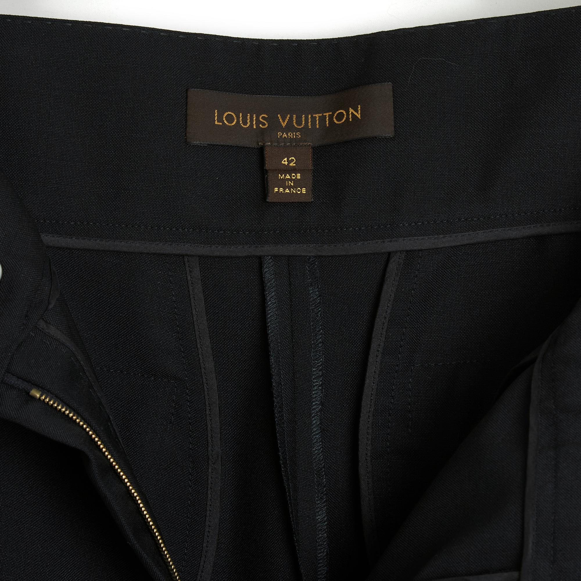 Women's or Men's Louis Vuitton Wide Leg Black wool Pants FR40/42 For Sale