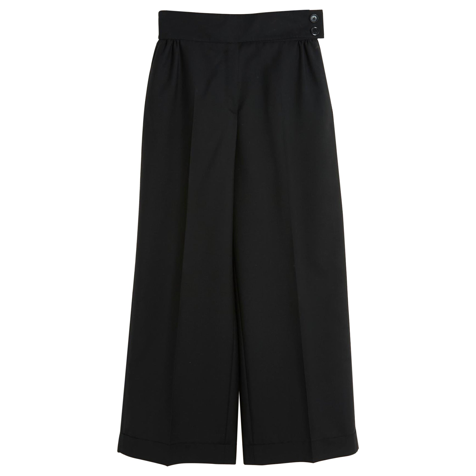 Schwarze Louis Vuitton-Hose mit weitem Bein aus Wolle FR40/42