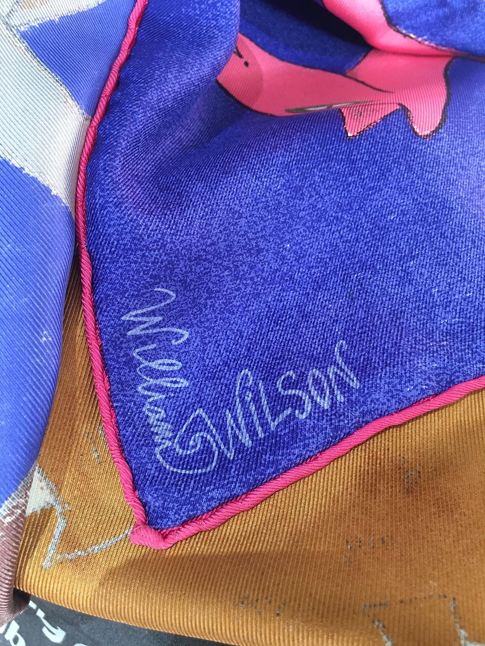 Louis Vuitton William Wilson Les Chevaux Silk Scarf in Blue In Excellent Condition In Philadelphia, PA