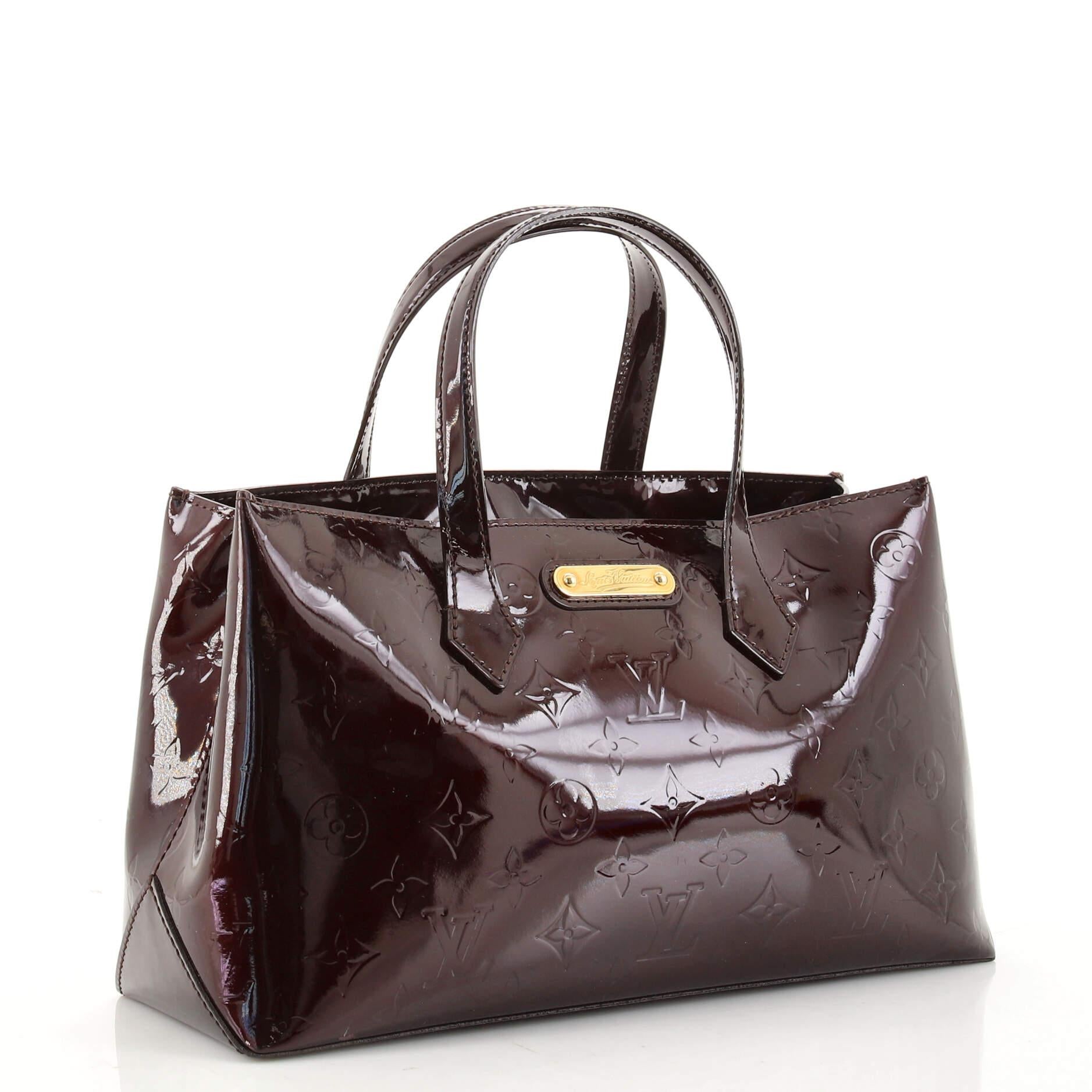 Black  Louis Vuitton Wilshire Handbag Monogram Vernis PM