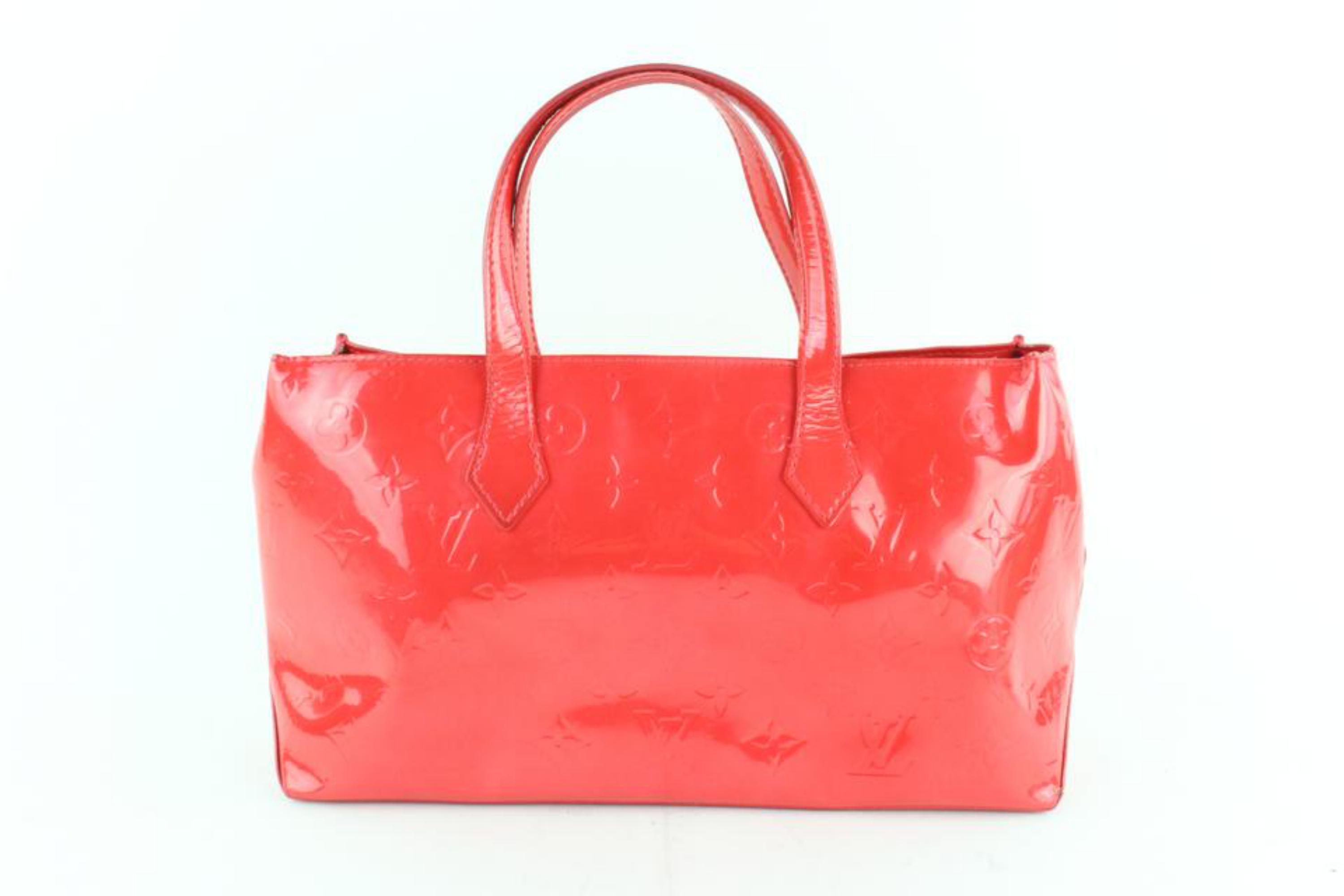 Louis Vuitton Wilshire Monogram Vernis Pm 231159 Red Patent Leather Tote For Sale 7