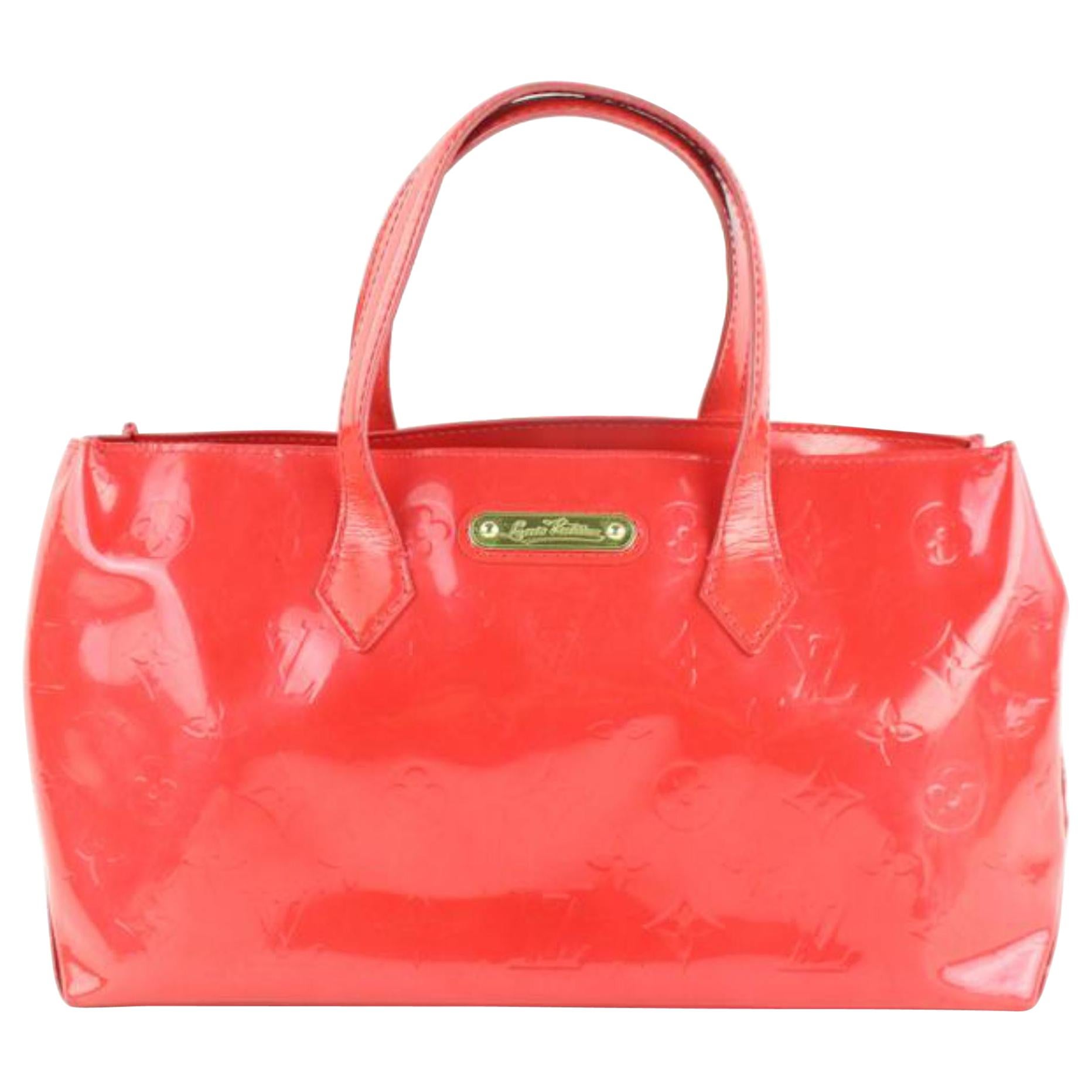 Louis Vuitton Wilshire Monogram Vernis Pm 231159 Red Patent Leather Tote For Sale