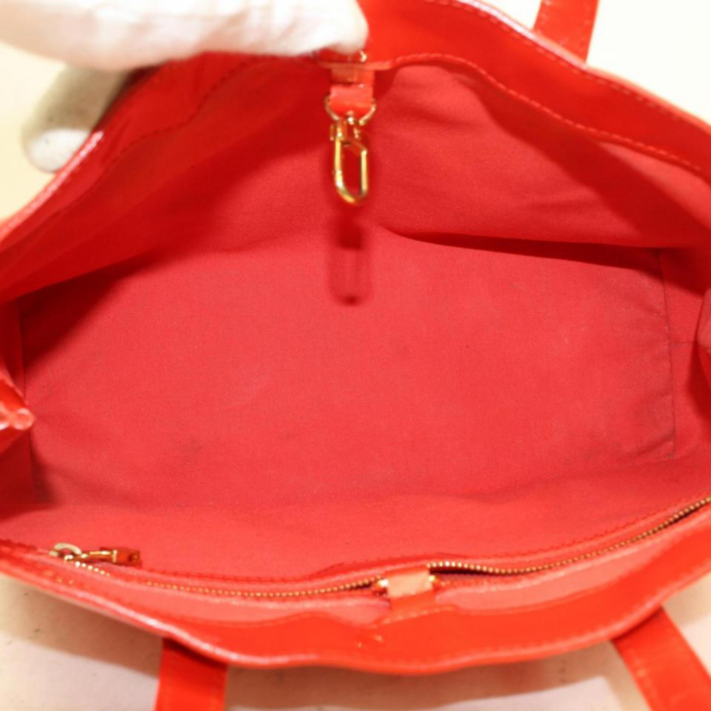 Louis Vuitton Wilshire Monogram Vernis Pm 869517 Red Patent Leather Tote For Sale 7