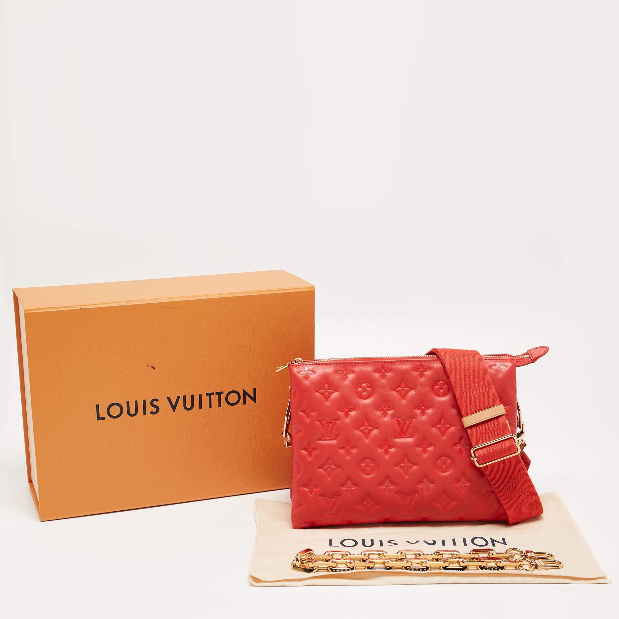 Louis Vuitton Wine Monogram Embossed Leather Coussin PM Bag For Sale 8