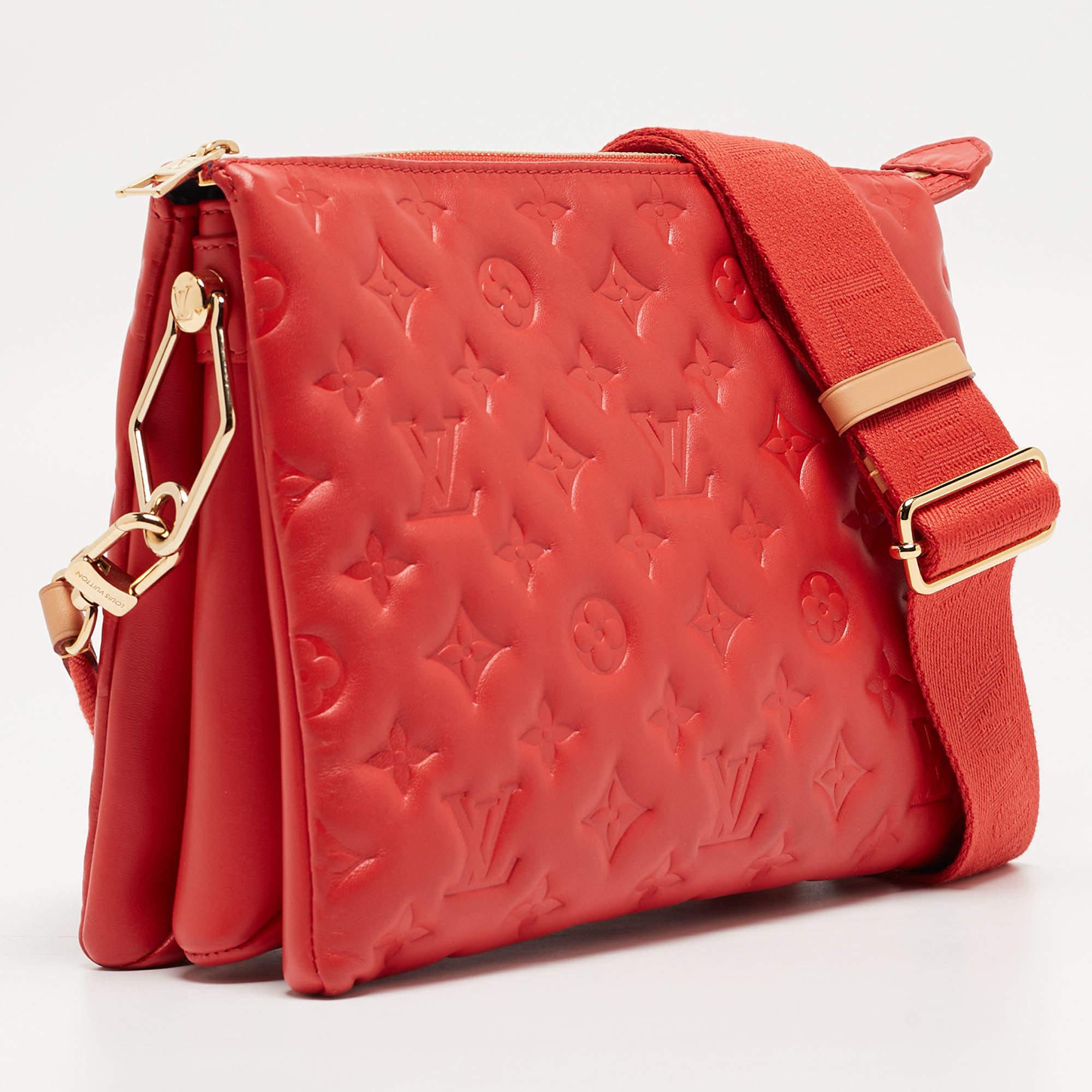 Louis Vuitton Wine Monogram Embossed Leather Coussin PM Bag In Good Condition For Sale In Dubai, Al Qouz 2