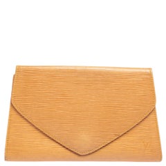 Louis Vuitton Cognac Epi Gold Envelope Wristlet Evening Flap Clutch Bag at  1stDibs