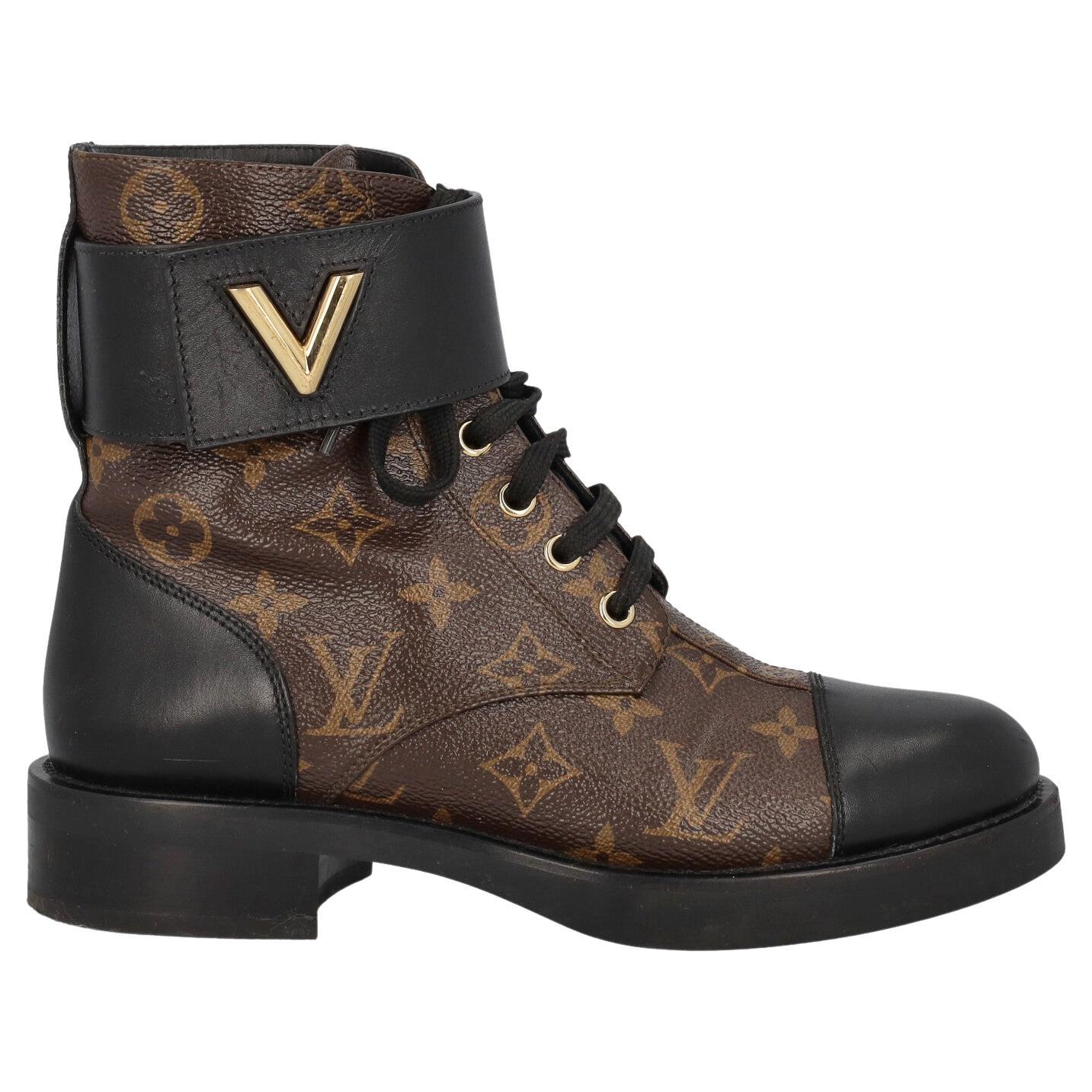 Louis Vuitton Women Ankle boots Black, Brown Synthetic Fibers EU 37 For Sale