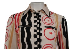 Louis Vuitton Women Button Down Shirt US 10 IT 40 Cream Stretch Silk Top Vintage