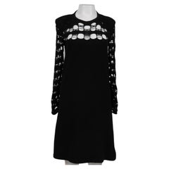 Louis Vuitton Women Cutout Mini Dress Small Black Viscose Knit Blend Semi Sheer