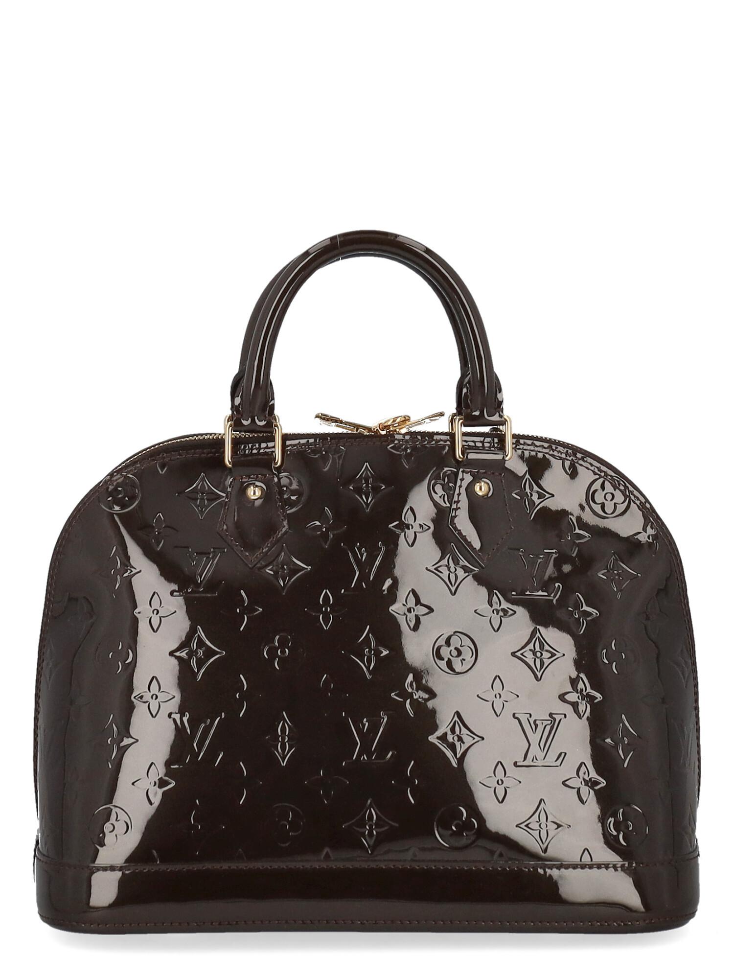 Black Louis Vuitton Women Handbags Alma Brown Leather  For Sale
