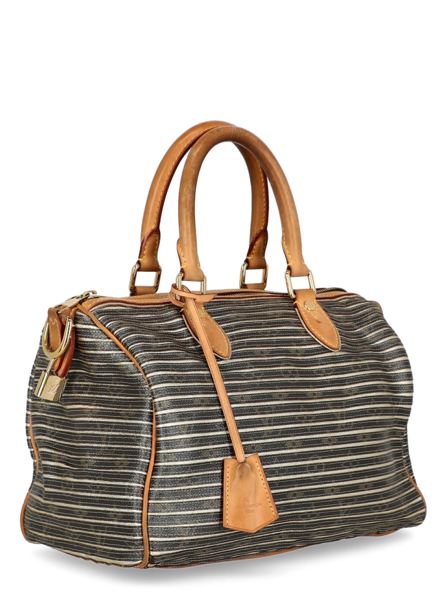 Black Louis Vuitton  Women   Handbags Speedy 30 Brown, Gold Leather, Synthetic Fibers  For Sale