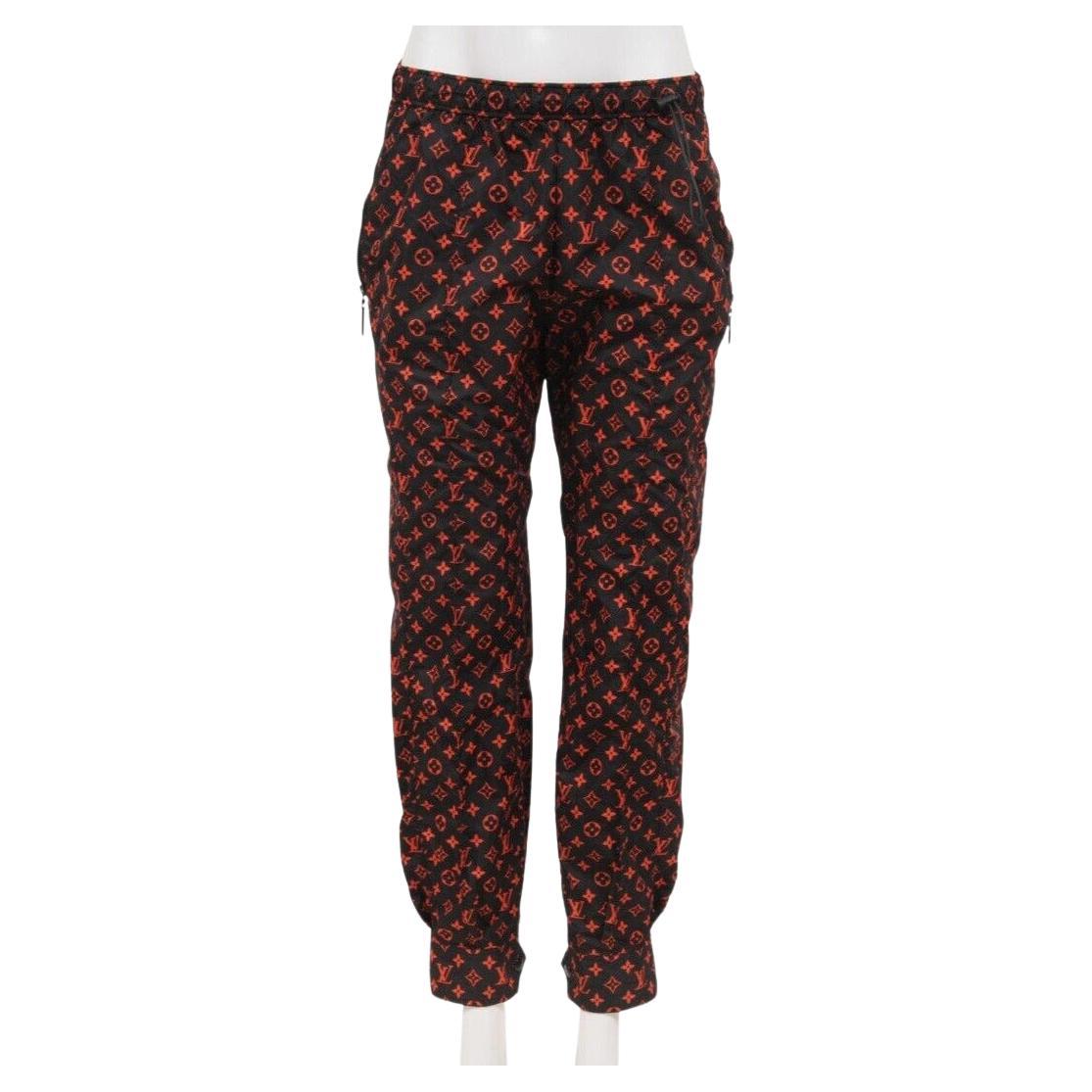 Joggers Mujer Louis Vuitton Jogging Track 40 Negro Rojo Monograma Algodón Técnico en venta