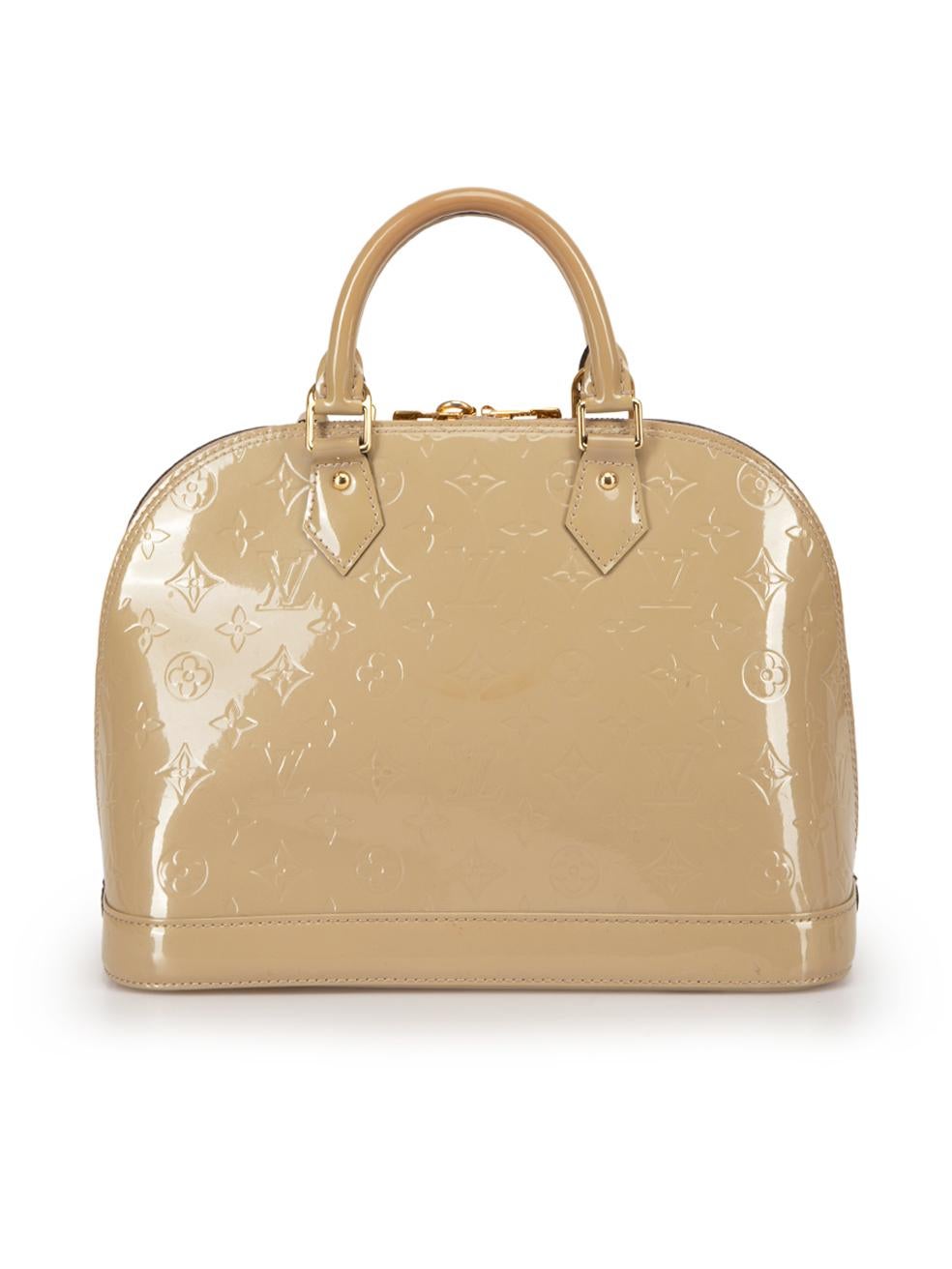 Louis Vuitton Women's 2014 Beige Patent Leather Monogram Vernis Alma PM In Good Condition In London, GB