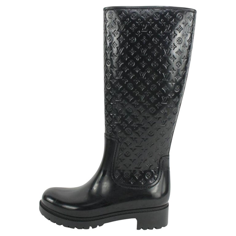 Louis Vuitton Women's 36 Black Rubber Rainboots Tall Rain Boots 111lv9