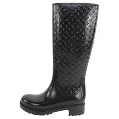 Louis Vuitton Bottes de pluie hautes en caoutchouc noir 9L1221 pour femmes 36