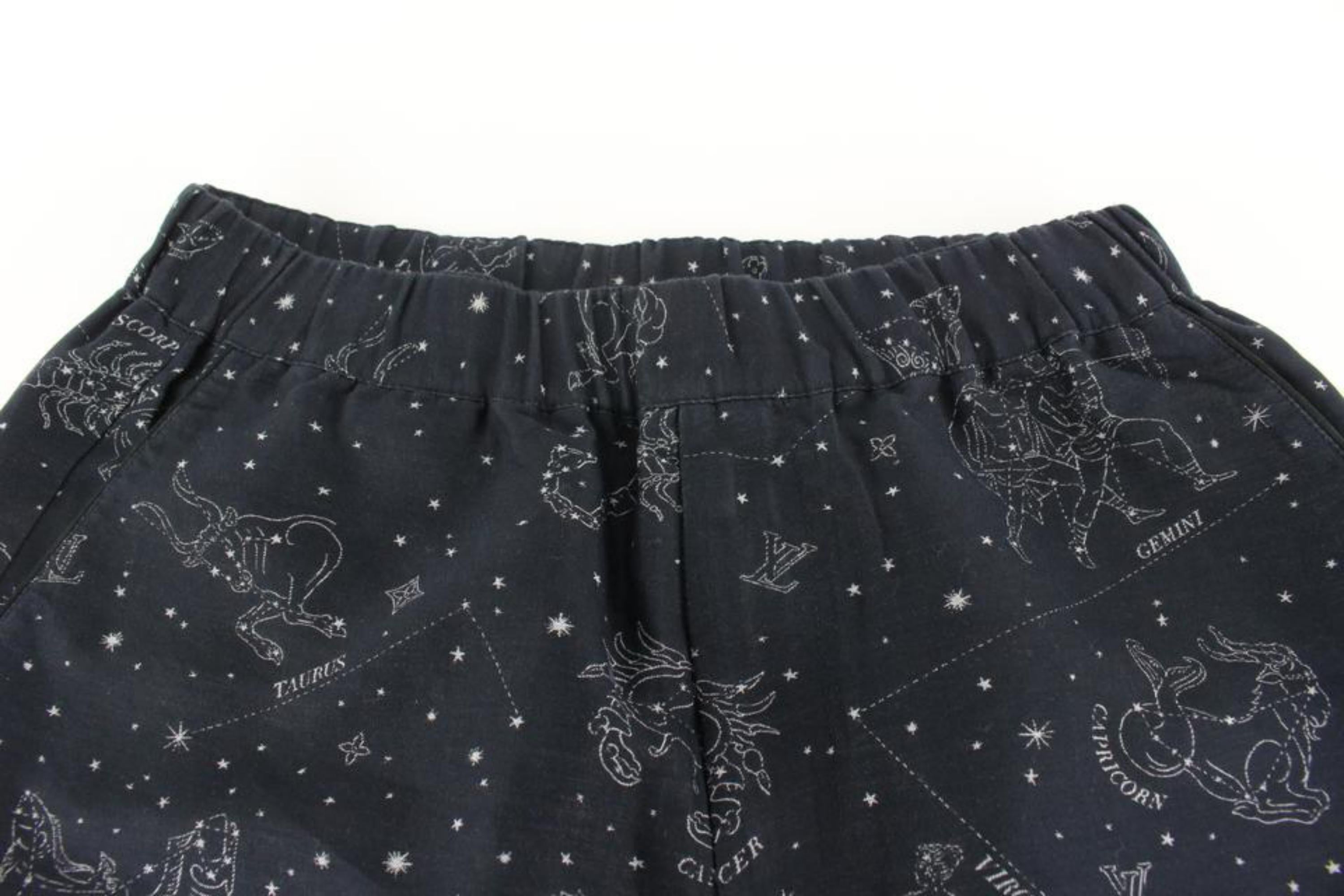 Black Louis Vuitton Women's 38 Constellation LV Logo Lounge Pants 96lk719s For Sale