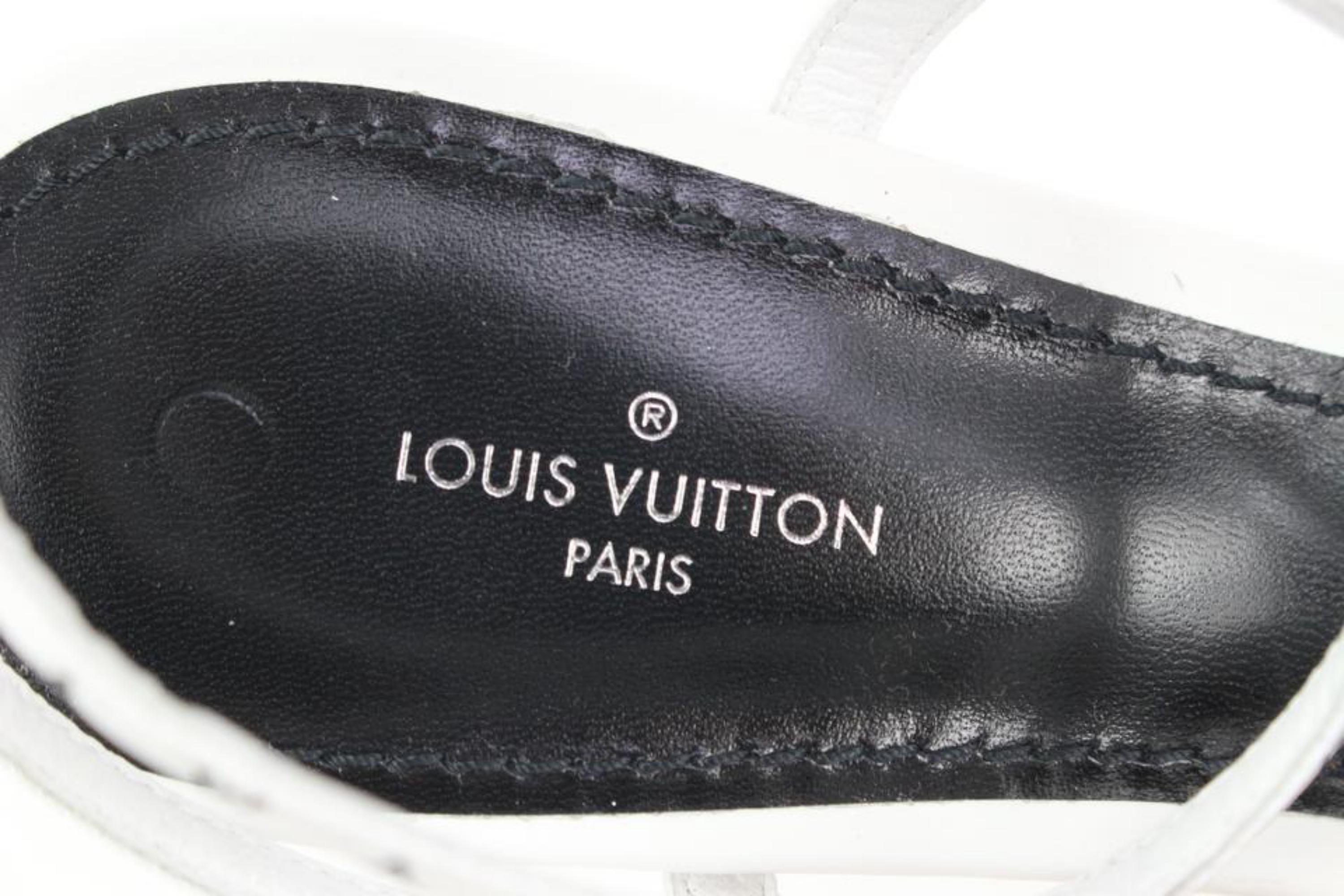 Louis Vuitton Women's 39 White Monogram Citizen Strappy Sandal Heels s27lv97 For Sale 4