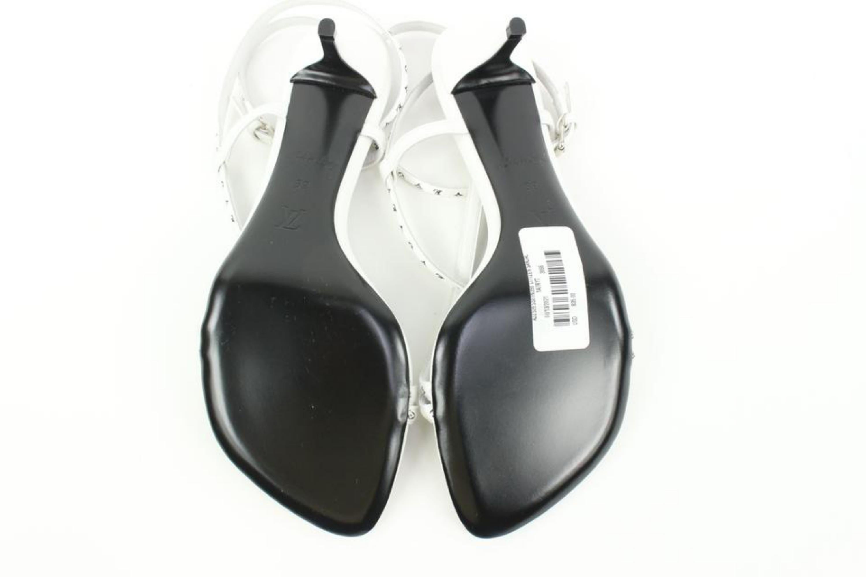 Louis Vuitton Women's 39 White Monogram Citizen Strappy Sandal Heels s27lv97 For Sale 5