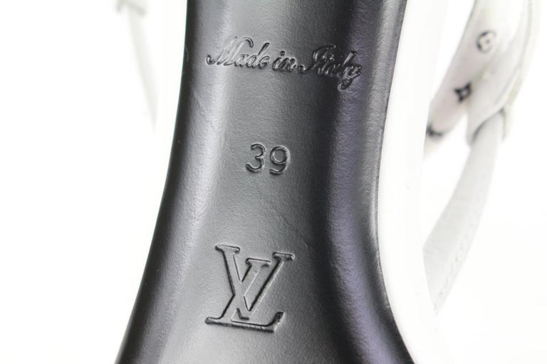 Louis Vuitton Black Croc Heel LV Hardware Sandal Size US 9 EU 39