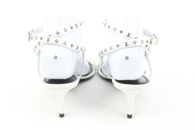 Louis Vuitton Women's 39 White Monogram Citizen Strappy Sandal Heels  s27lv97 For Sale at 1stDibs