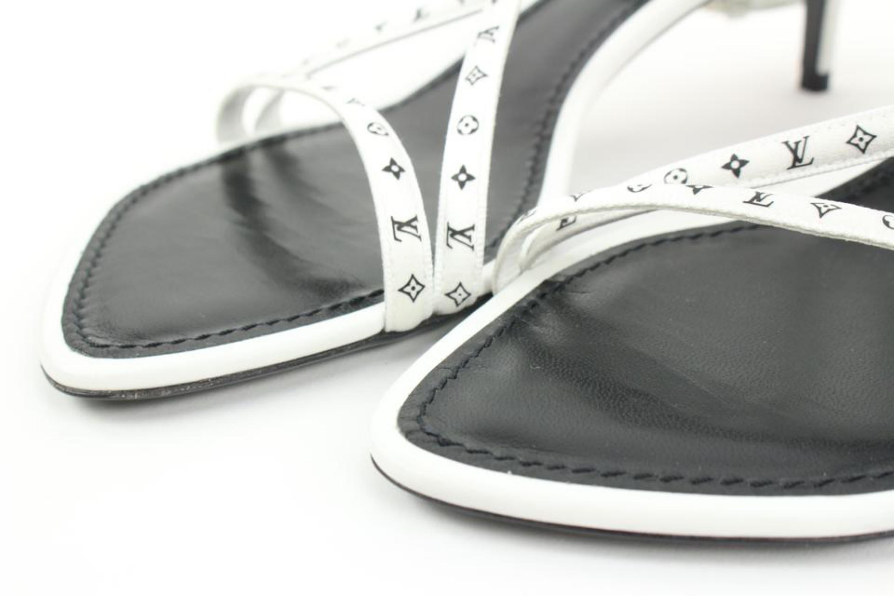 Louis Vuitton Women's 39 White Monogram Citizen Strappy Sandal Heels s27lv97 For Sale 2