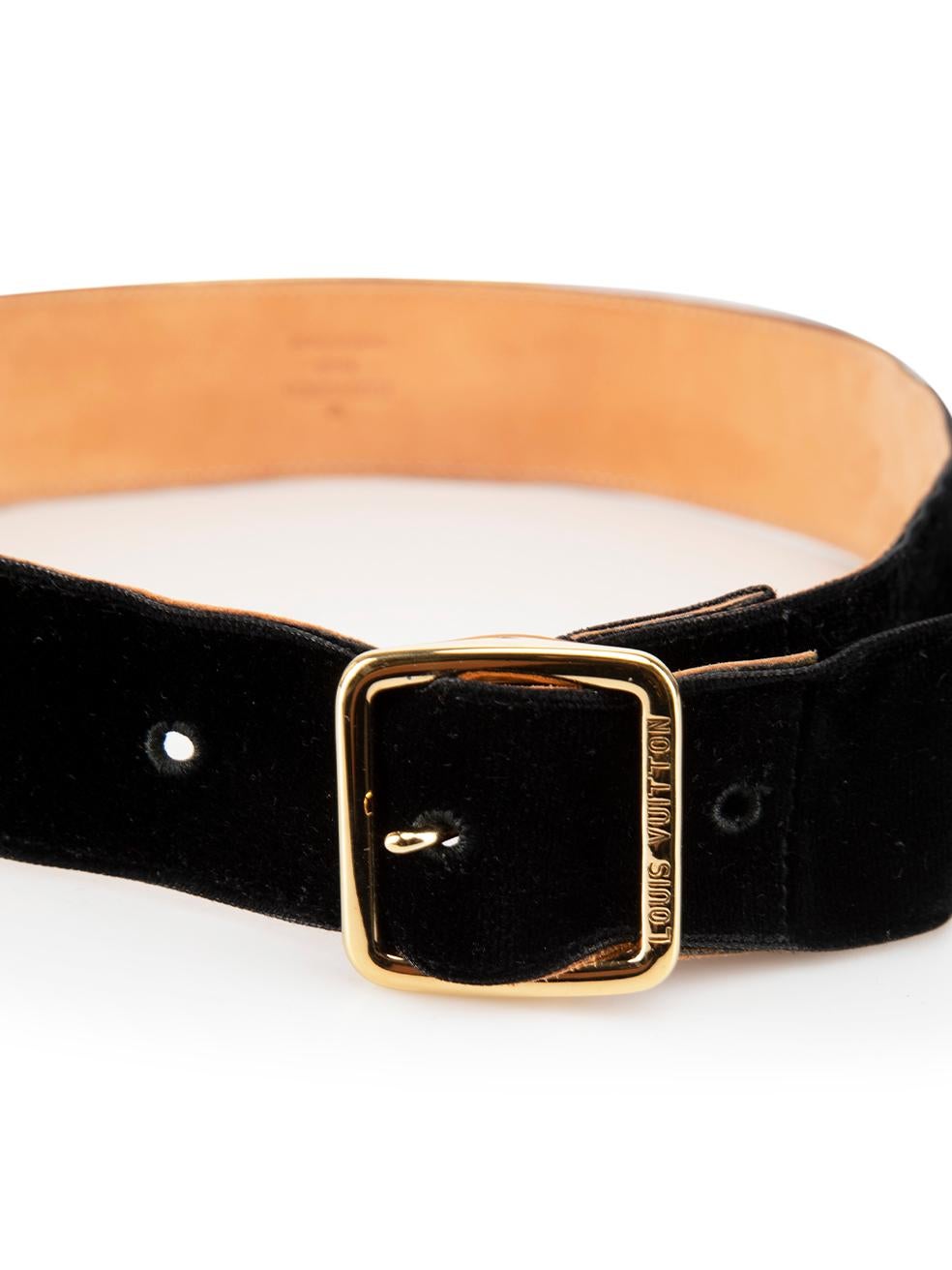 Louis Vuitton Women's Black Leather Velvet Strap Belt 2