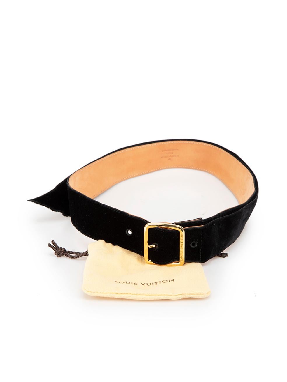 Louis Vuitton Women's Black Leather Velvet Strap Belt For Sale 4