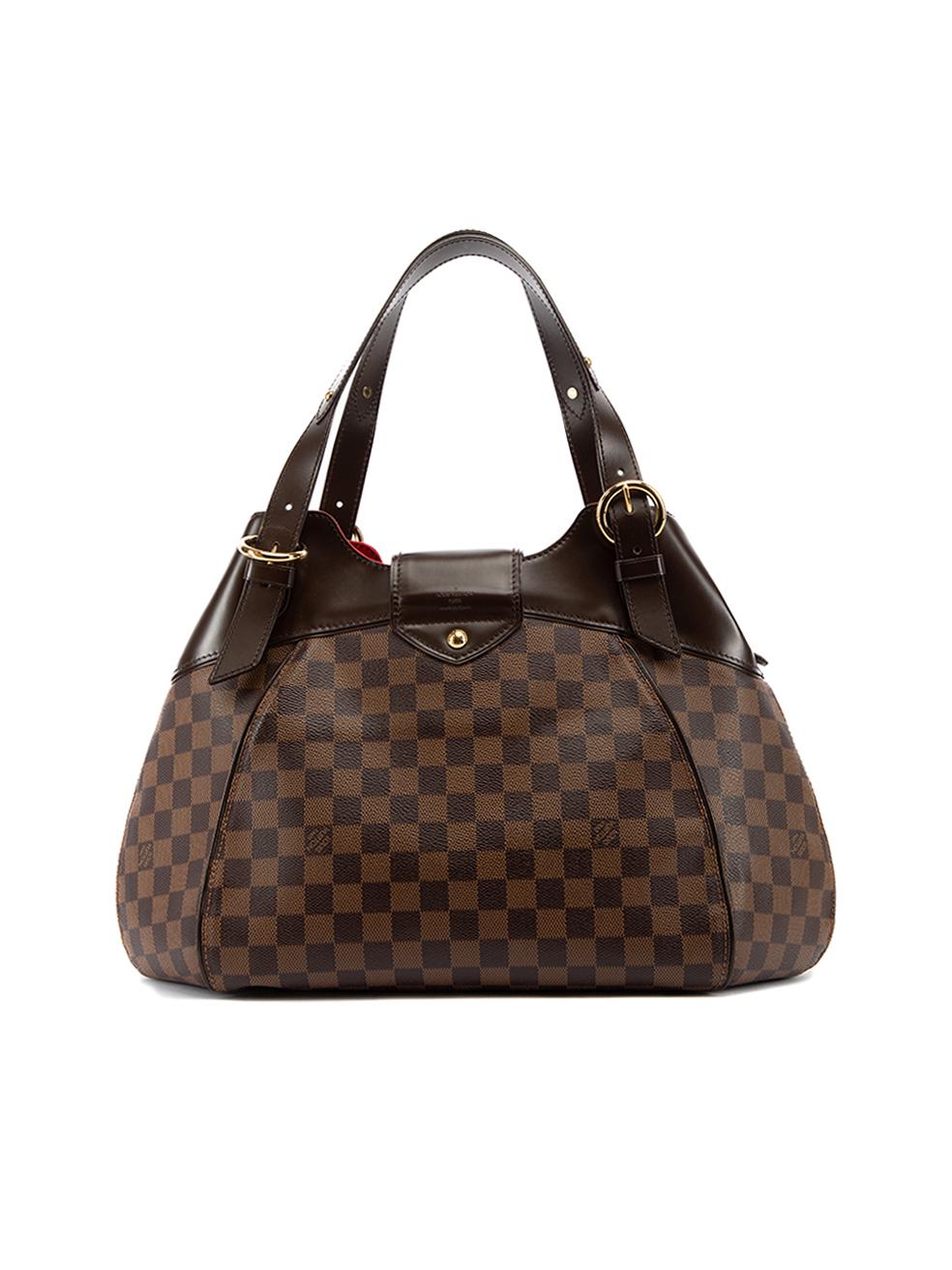 Louis Vuitton Women's Brown Leather Damier Ebene Sistina GM Bag In Excellent Condition In London, GB