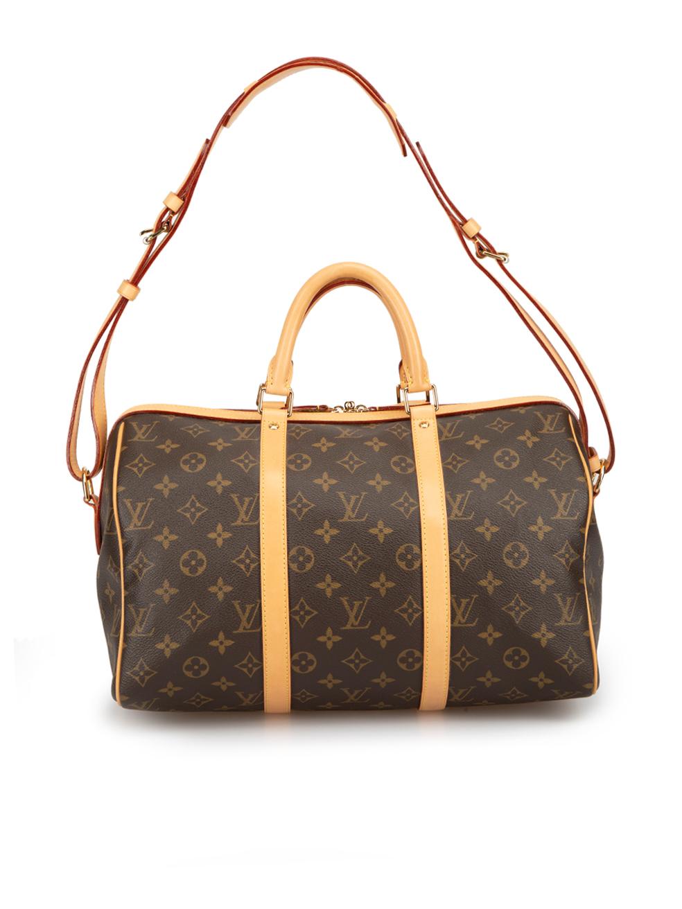 Louis Vuitton Women's Brown Leather Monogram Keepall Bandouliere 45 In Good Condition In London, GB
