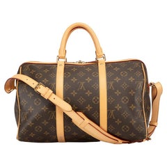 Louis Vuitton Women's Brown Leather Monogram Keepall Bandouliere 45