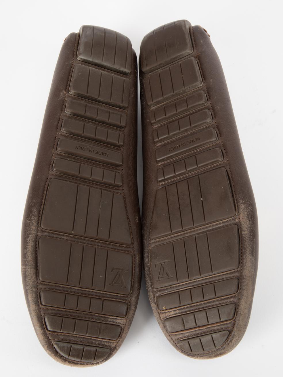 Louis Vuitton Women's Brown Leather Square Toe Loafers For Sale 1