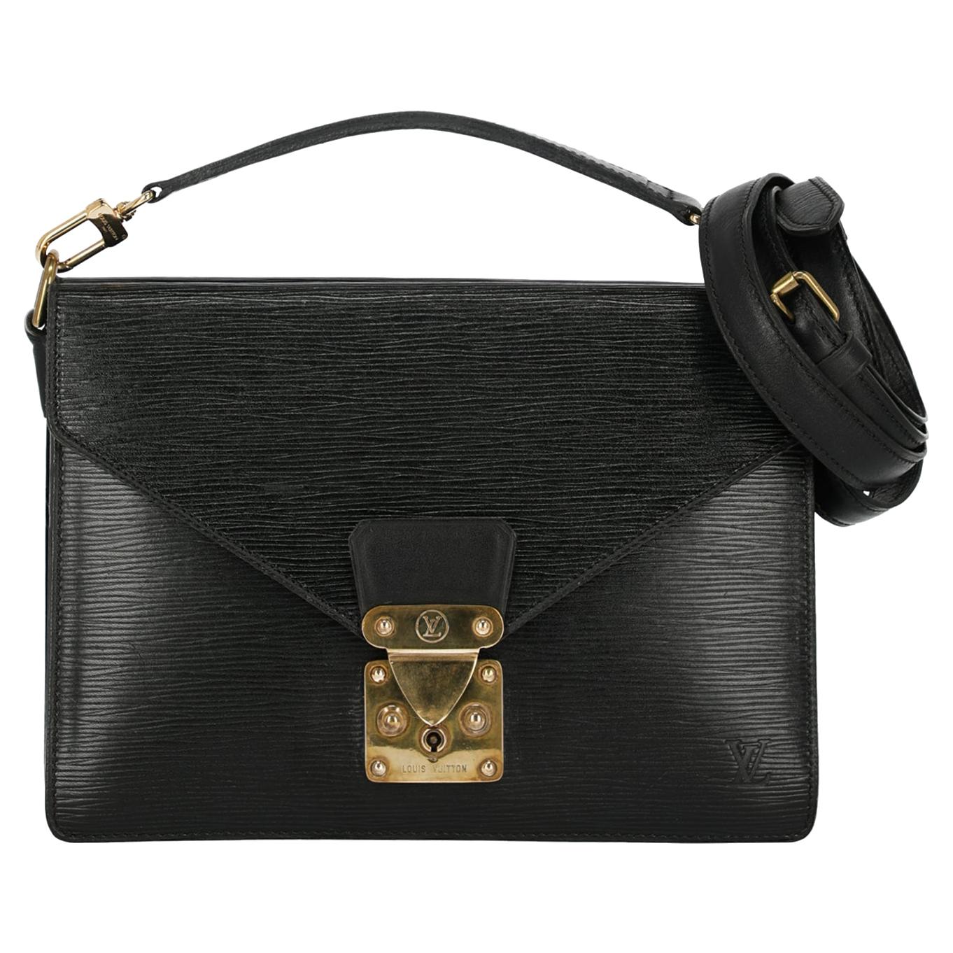 Louis Vuitton Women's Cross Body Bag Monceau Black Leather 